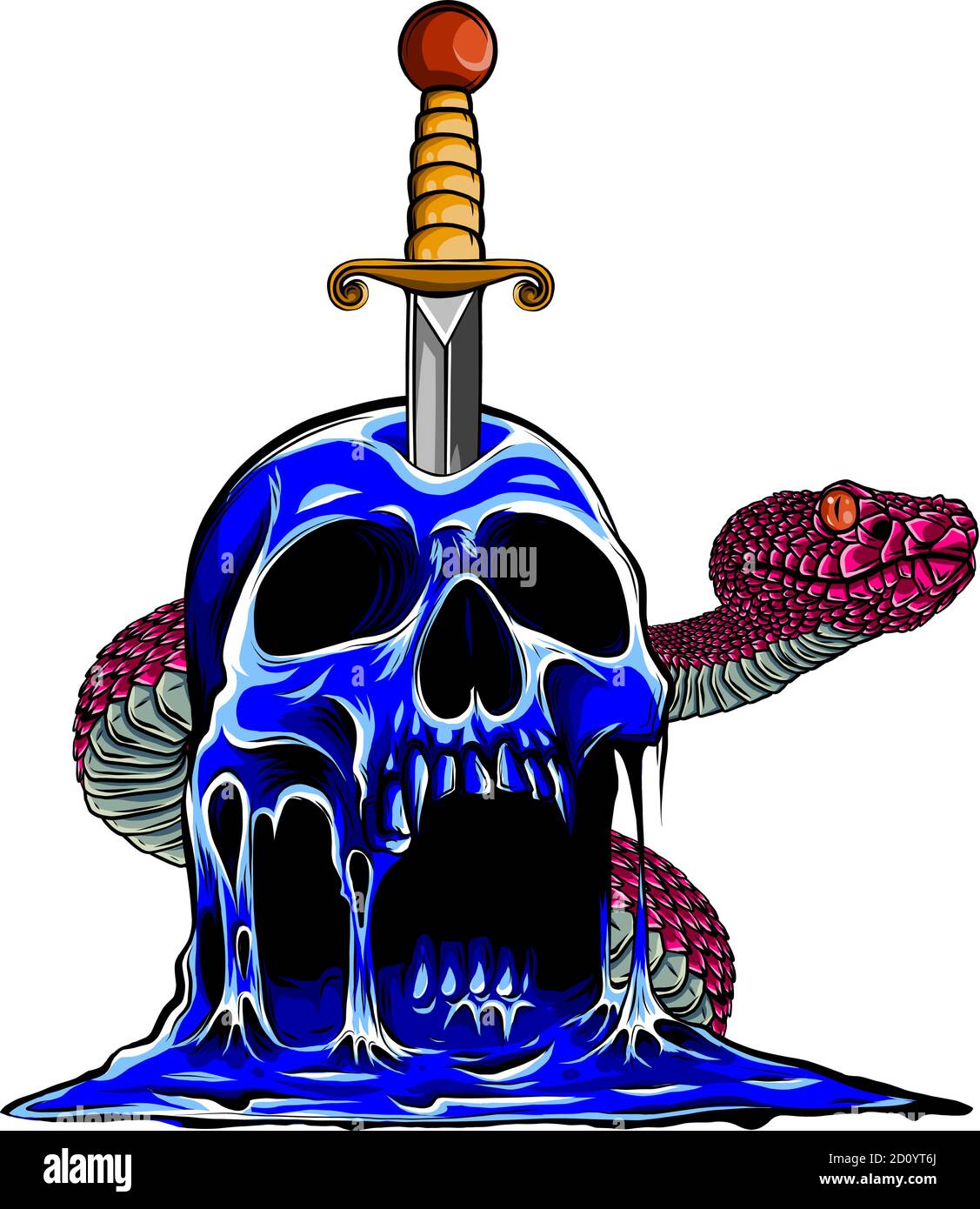 illustration du vecteur de couteau et du mal de serpent de crâne Illustration de Vecteur