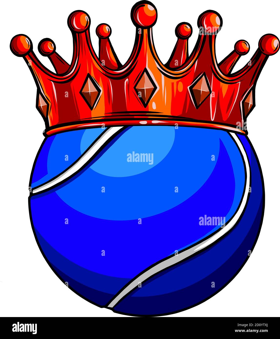 Roi du concept de tennis, une balle de tennis portant un vecteur de couronne d'or Illustration de Vecteur