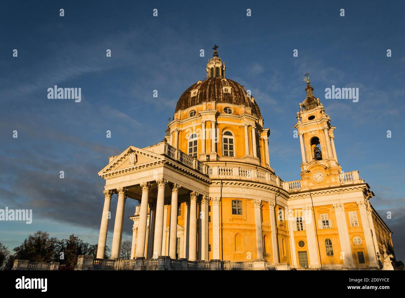 Basilique de Superga au coucher du soleil - Turin - Piémont Banque D'Images