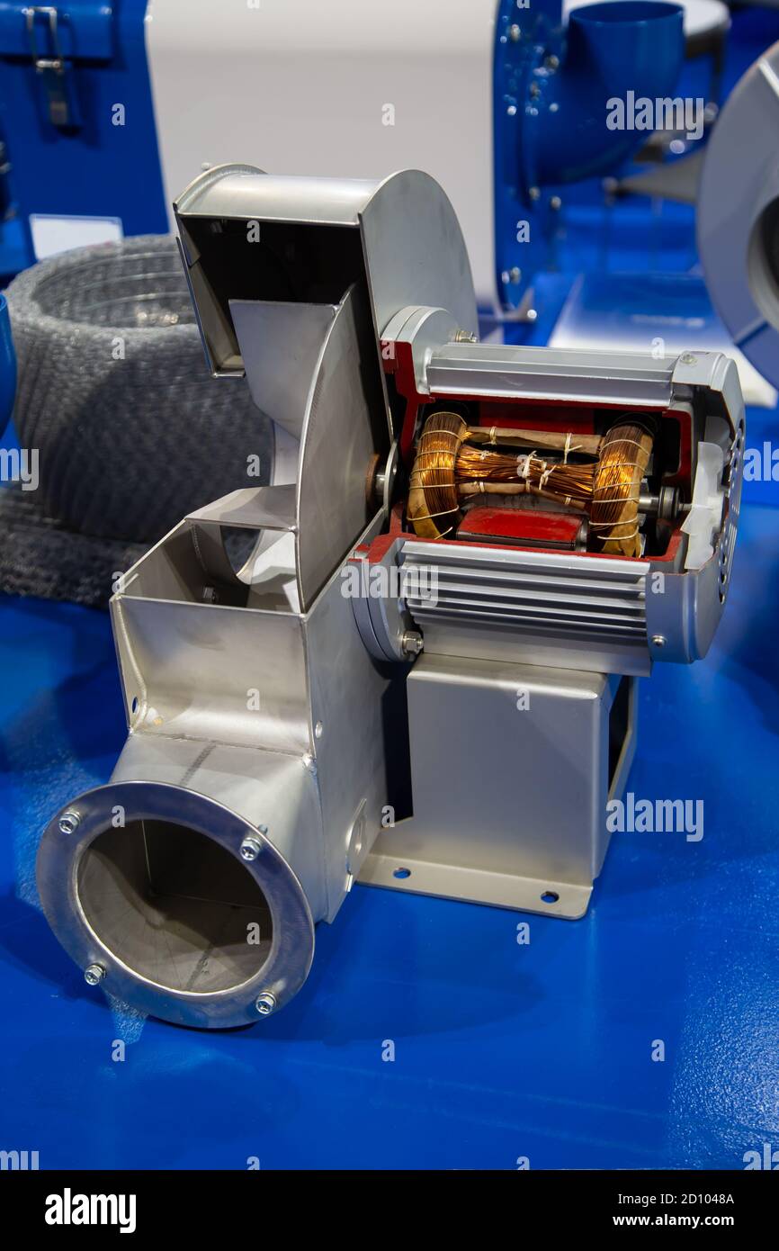 Couper la section visible du ventilateur de soufflerie d'air industriel de l'intérieur pièce Banque D'Images