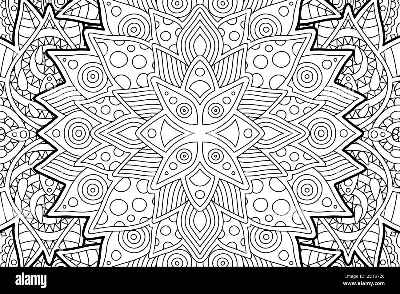 Page de livre de coloriage pour adultes avec rectangle abstrait monochrome linéaire répétition Illustration de Vecteur