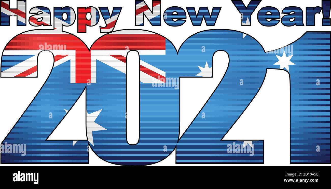 Bonne année 2021 avec drapeau de l'Australie à l'intérieur - Illustration, 2021 CHIFFRES DE BONNE ANNÉE, 2021 numéros de drapeau de l'Australie Illustration de Vecteur