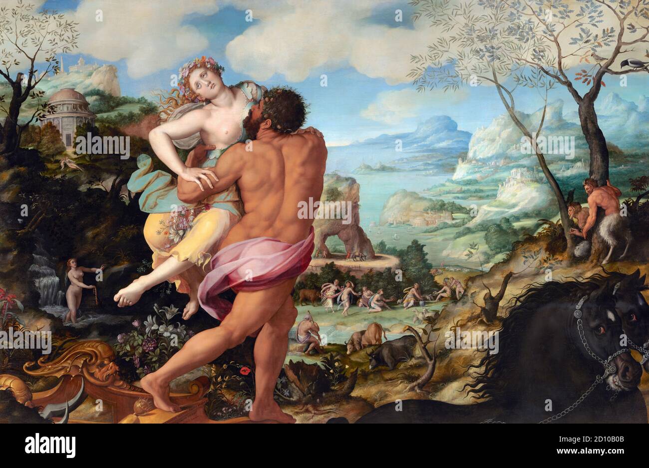 L'enlèvement de Proserpine par Alessandro Allori (1535-1607), huile sur panneau, 1570. La peinture montre Pluton saisissant Proserpina (grec, Persephone) pour la ramener dans son royaume Banque D'Images