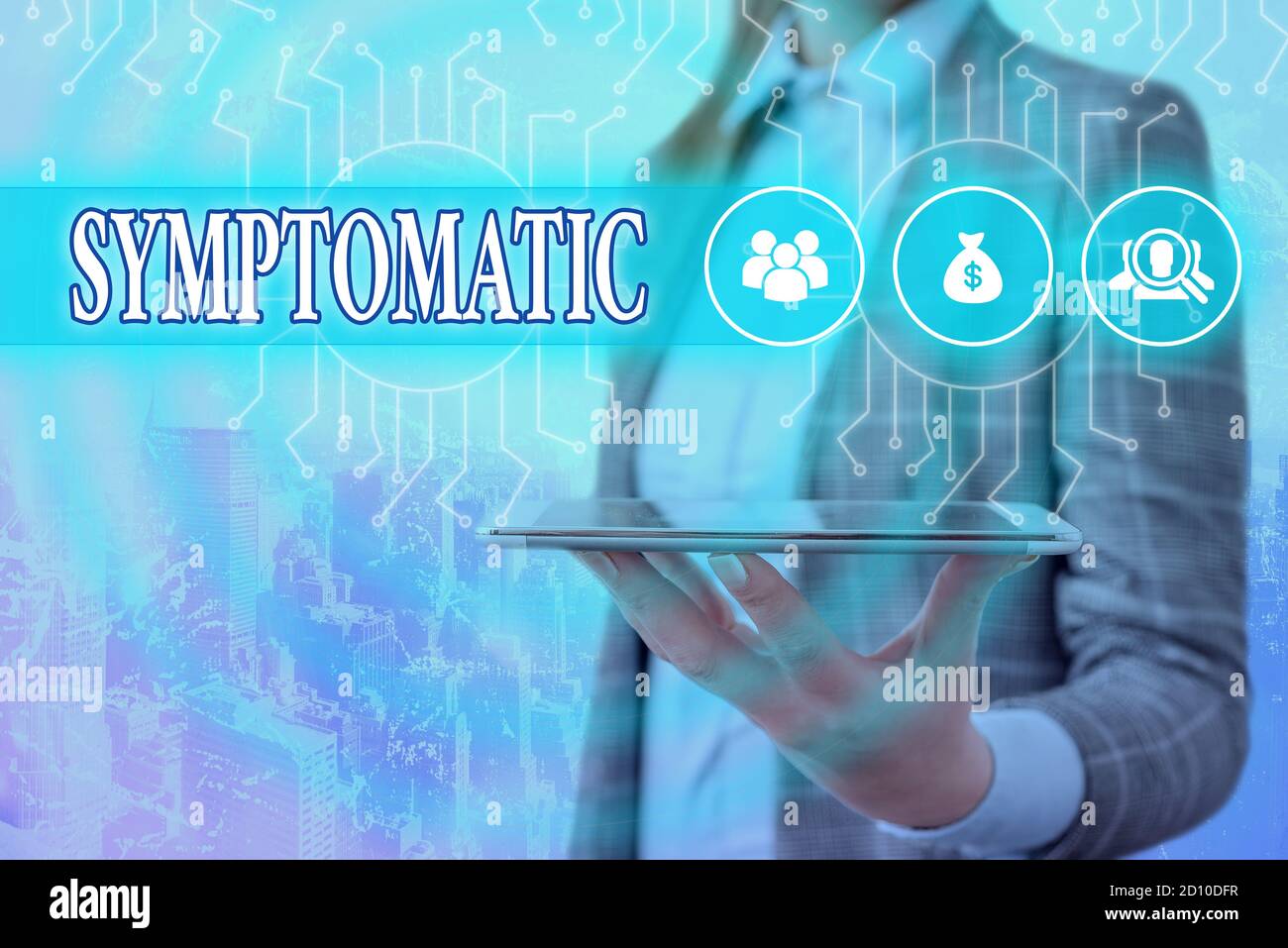 Note d'écriture montrant symptomatique. Concept commercial pour servir de symptôme ou de signe, en particulier de quelque chose de indésirable contrôle de l'administrateur système, ge Banque D'Images