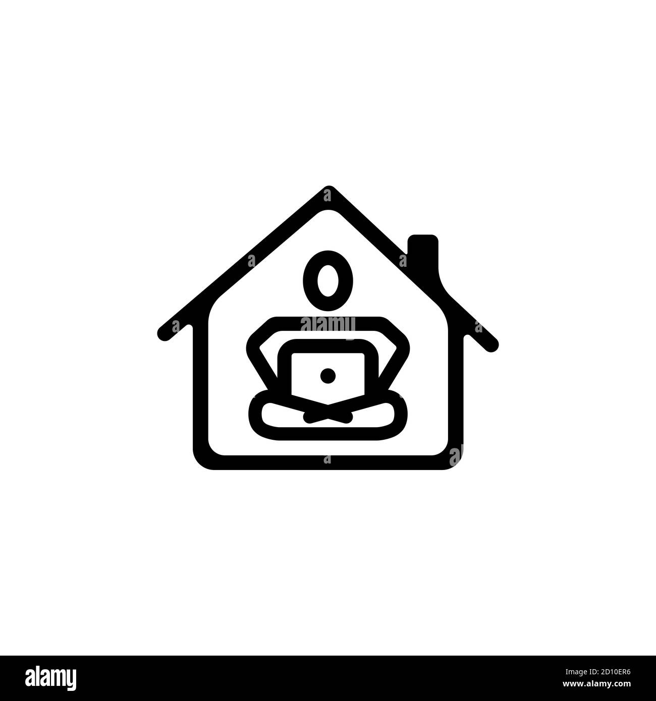 Icône de télétravail en noir. Freelance. Carrière, travail pendant la quarantaine. Webinaire, conférences en ligne, conférences et formations en ligne mises en quarantaine sur le Illustration de Vecteur