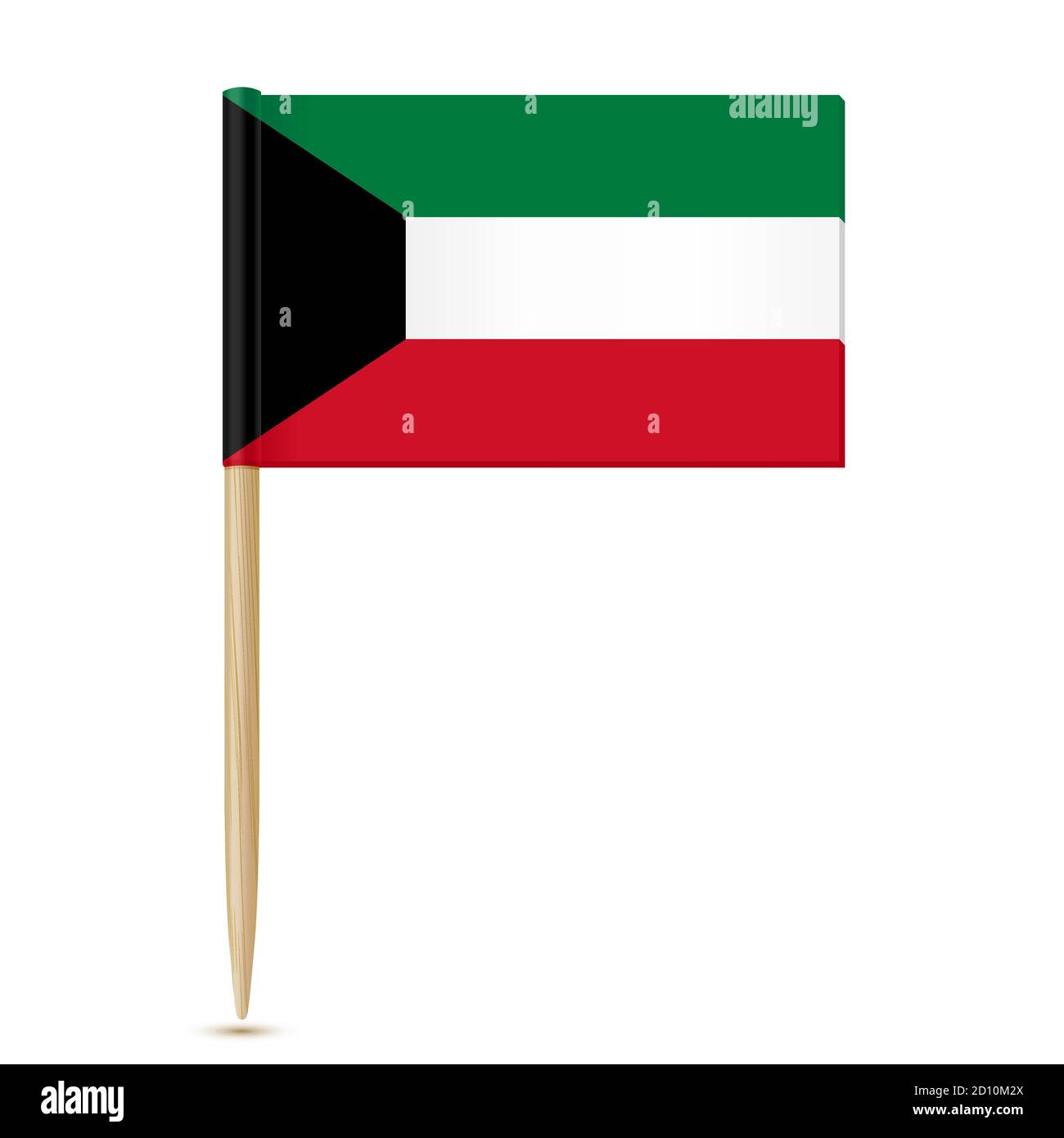 Drapeau du Koweït. Drapeau cure-dent sur fond blanc Illustration de Vecteur