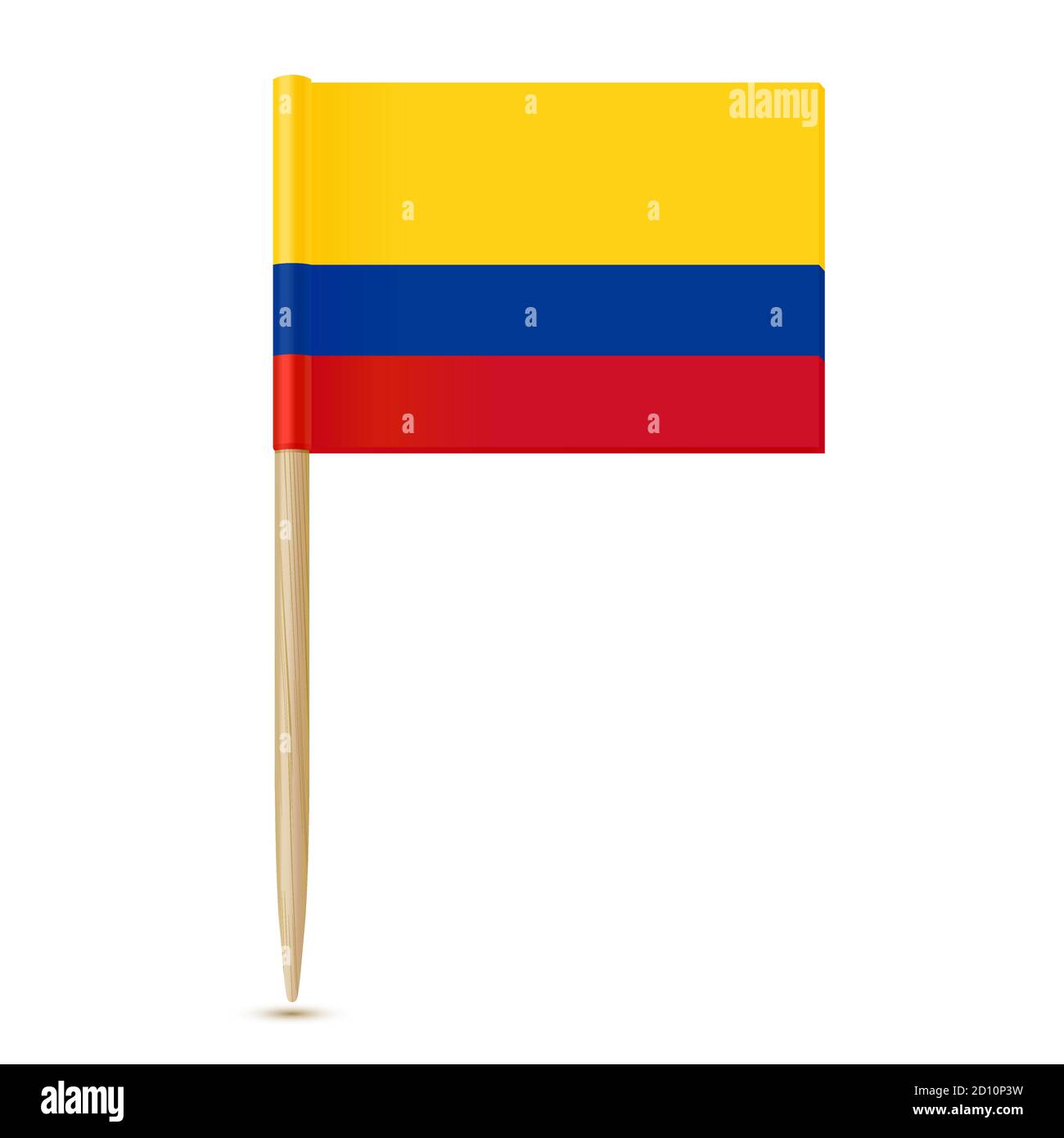 Cure-dent drapeau colombien sur fond blanc Illustration de Vecteur