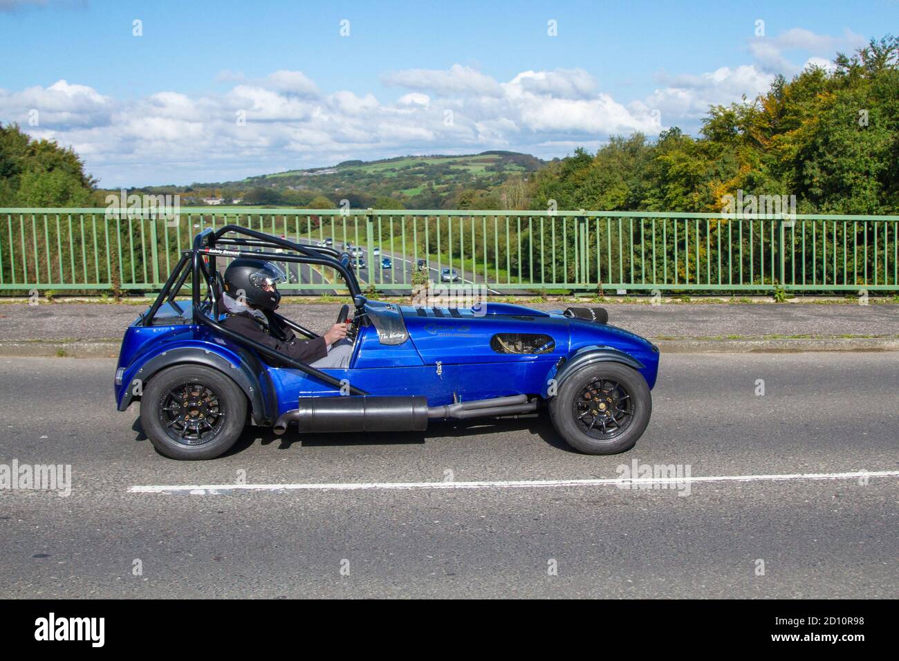 Q891AAN bleu Westfield. AIE Wankel moteur rotatif - 650S - 120CH SPARCS dans Westfield 120R circulation automobile, véhicules en mouvement, voitures, véhicule roulant sur les routes britanniques, moteurs, moto sur l'autoroute M6 réseau routier britannique. Banque D'Images