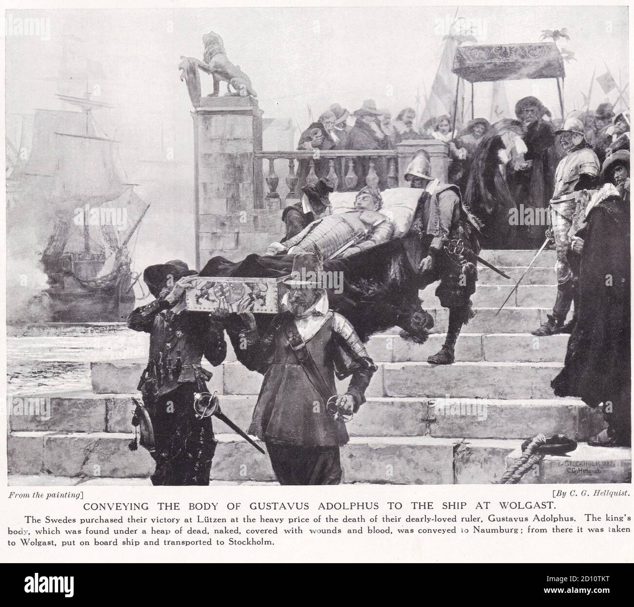 Transporter le corps de Gustavus Adolphus au navire à Wolgast Banque D'Images