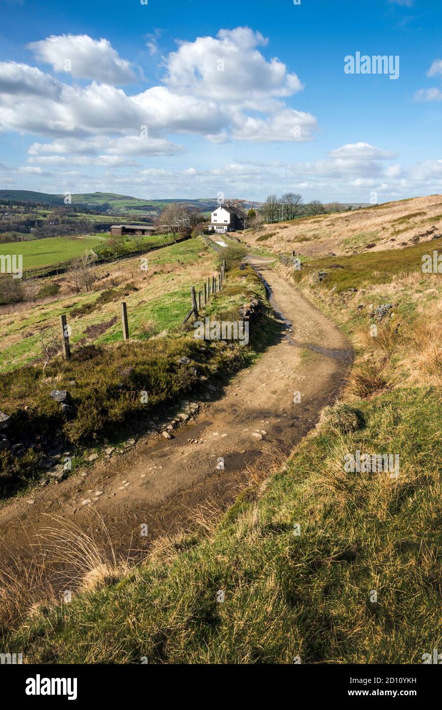 Farm Track, Saddleworth, Oldham, Greater Manchester, Royaume-Uni. Banque D'Images