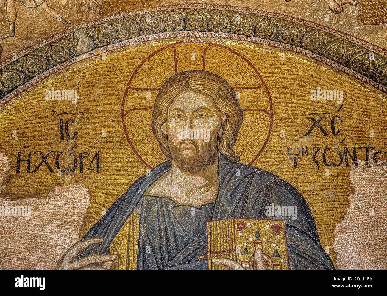 Le Pantocrator du Christ est un Mosaïque sur la porte du nartex de l'Église Chora, le Christ comme « la terre des vivants », Istanbul, octobre 2013 Banque D'Images