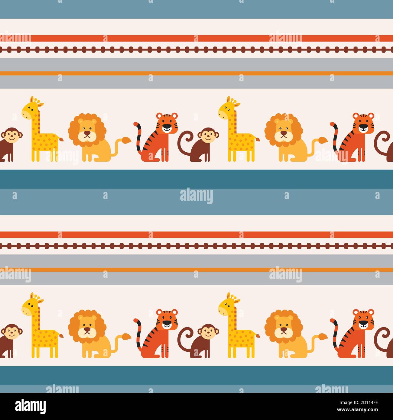 Vector fond sans couture avec les animaux mignons de l'Afrique dans la bande dessinée style Illustration de Vecteur