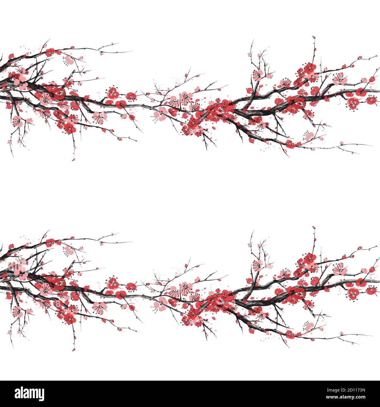 Fleur de sakura réaliste - motif sans couture de cerisier japonais isolé sur fond blanc - illustration vectorielle Illustration de Vecteur