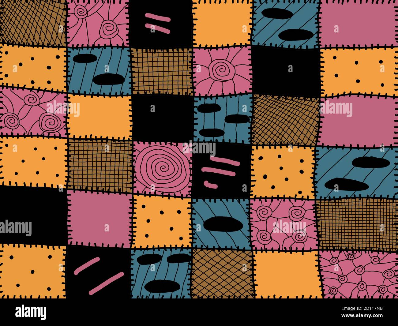 Illustration du thème de la courtepointe à motif patchwork de Sally Banque D'Images