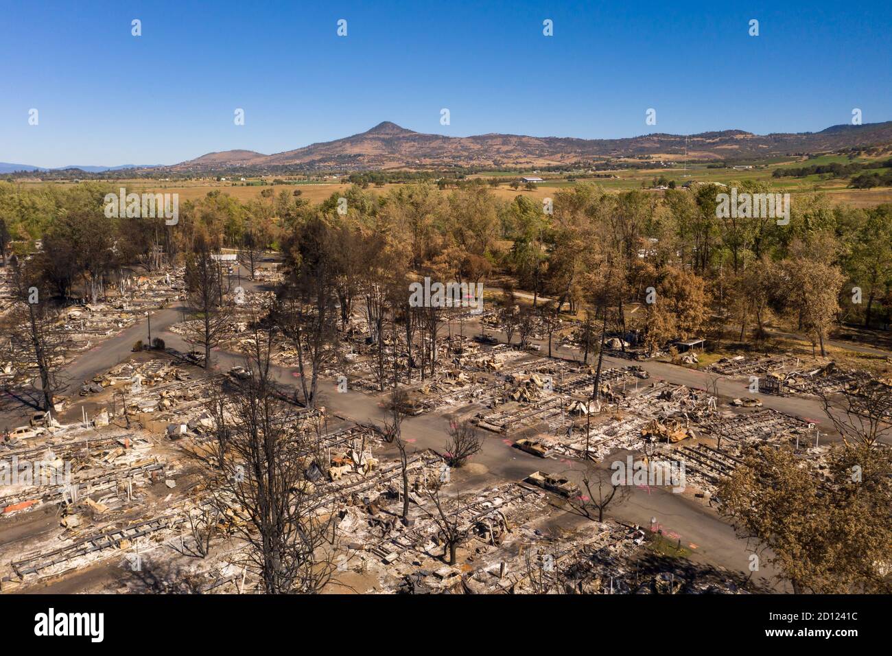 Parc de maisons mobiles incendié dans la région de Phoenix Talent Medford, Oregon Banque D'Images