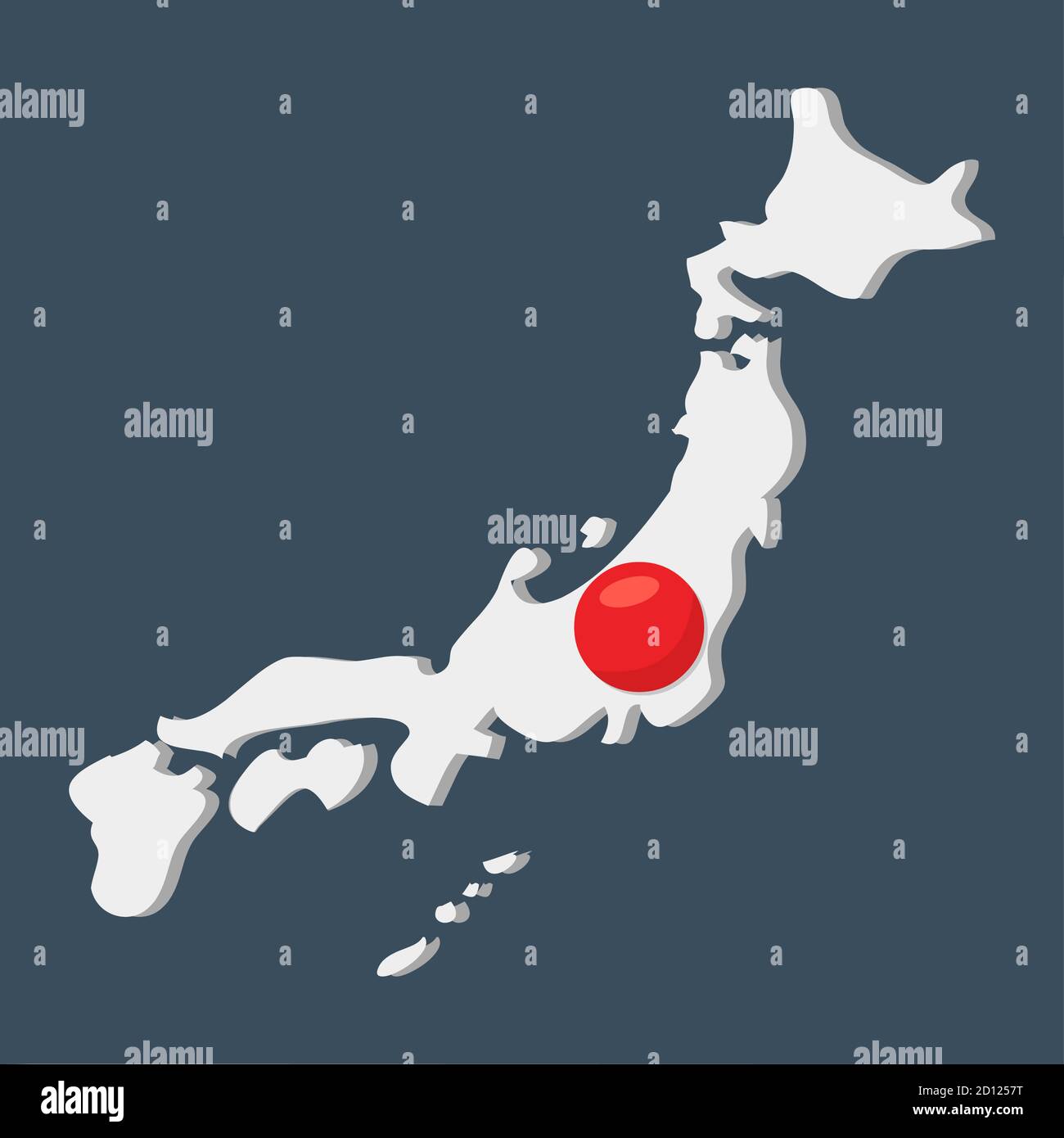 carte japonaise avec drapeau national japonais à l'intérieur de l'illustration vectorielle Illustration de Vecteur
