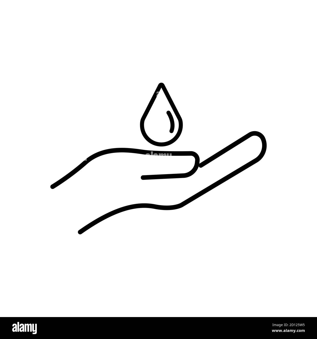 Icône de la main et de la ligne de dépôt d'eau. Icône pour se laver les mains, économiser de l'eau. Vecteur de modèle de conception Illustration de Vecteur