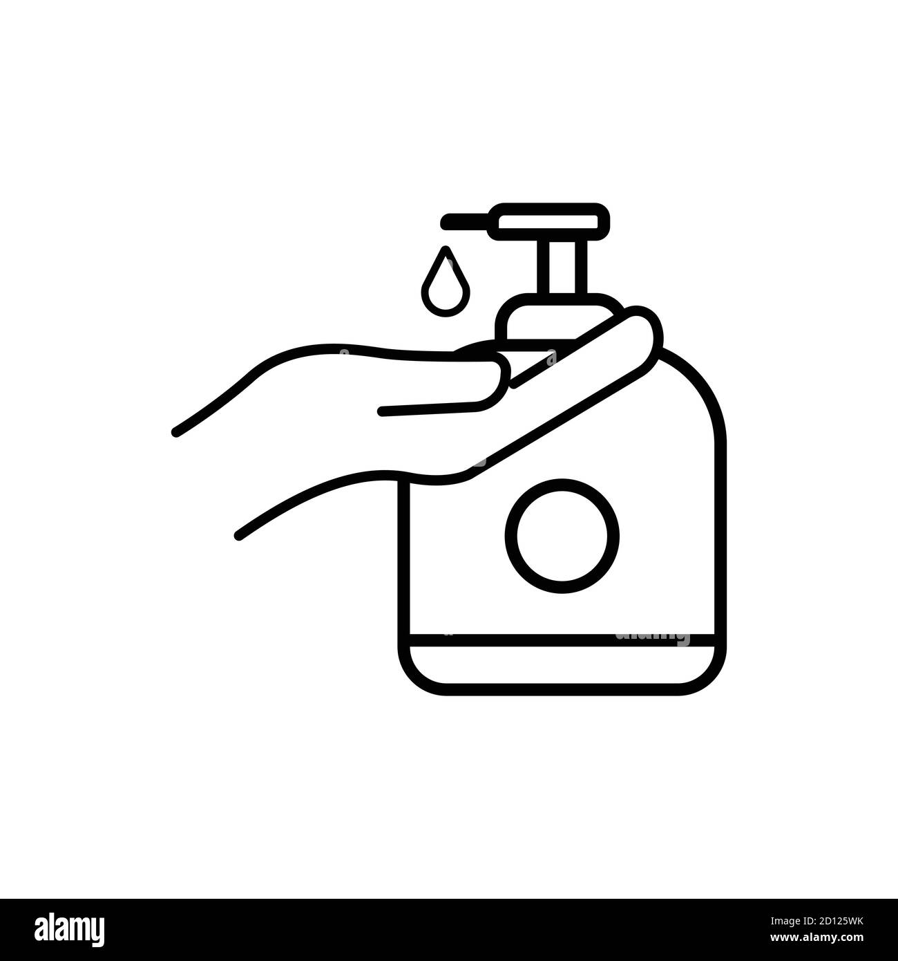 Icône de la ligne de lavage des mains, icône de la main et désinfectant pour les mains. Vecteur de modèle de conception Illustration de Vecteur