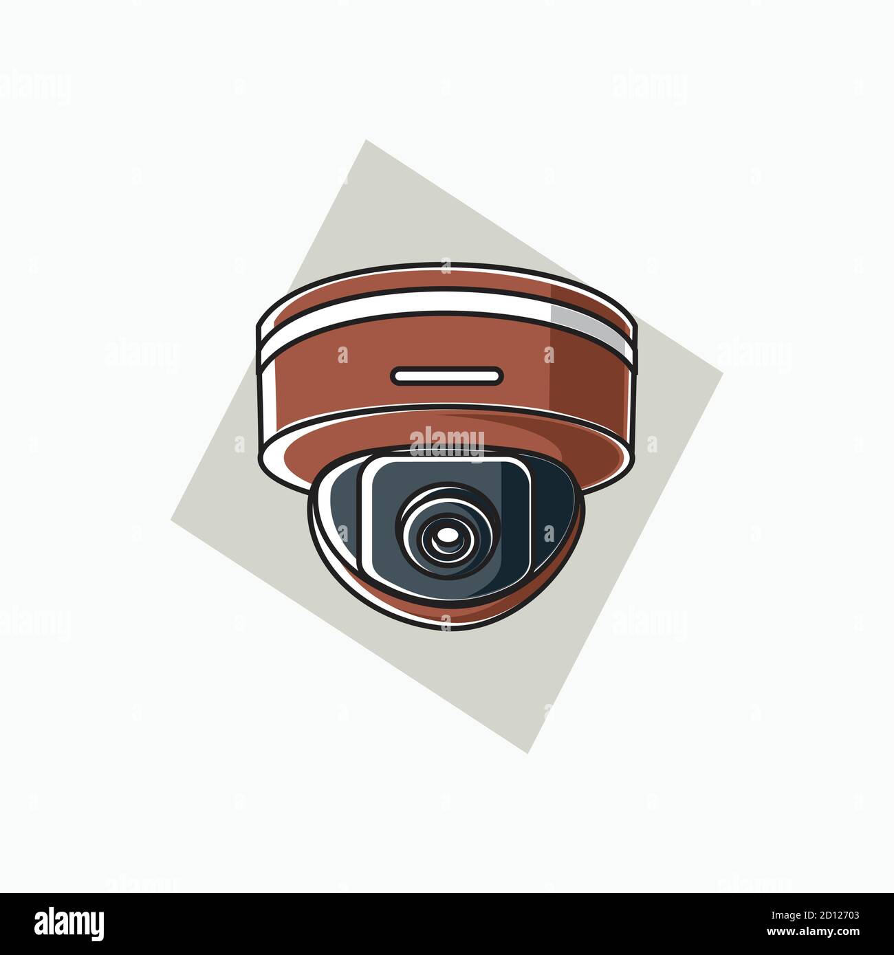 Illustrations vectorielles - vidéosurveillance d'intérieur (caméra de surveillance) couleur marron en forme de rond pour système de sécurité - style dessin animé plat Illustration de Vecteur