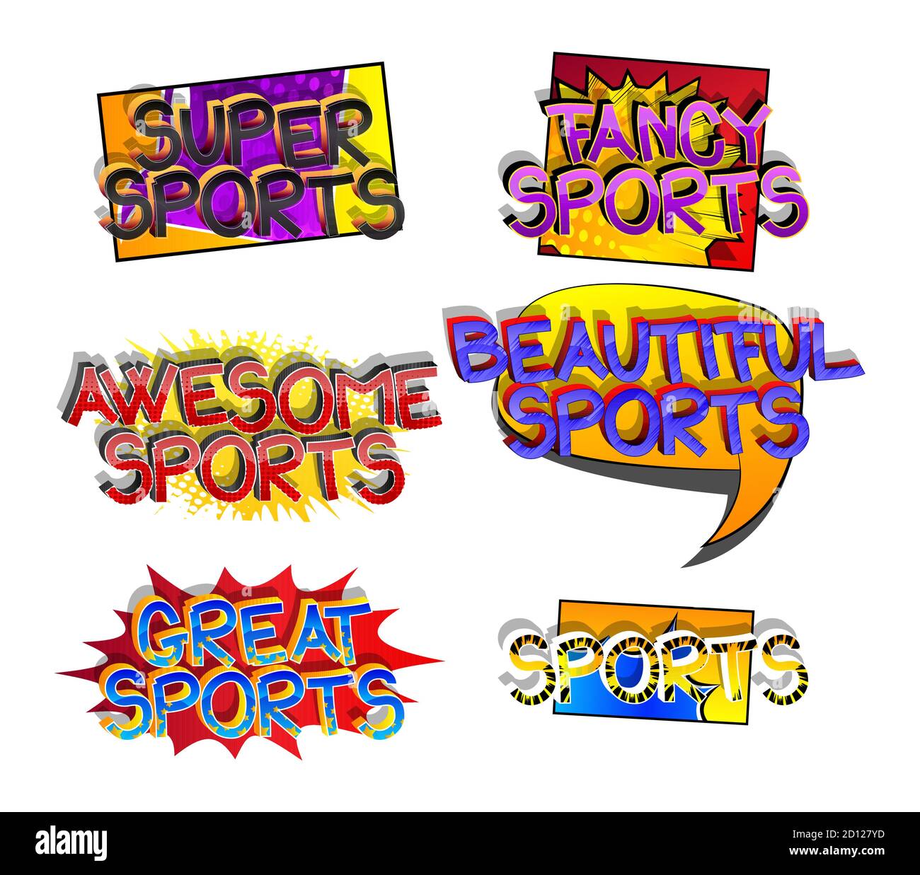 Sports Comic livre style mots de bande dessinée sur fond abstrait BD. Illustration de Vecteur