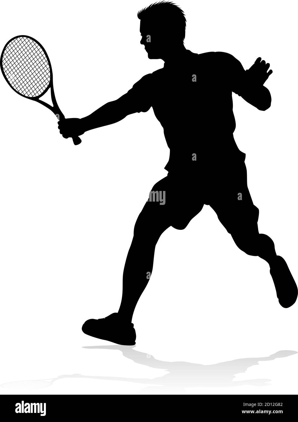 Tennis Player Man Sports Person Silhouette Illustration de Vecteur