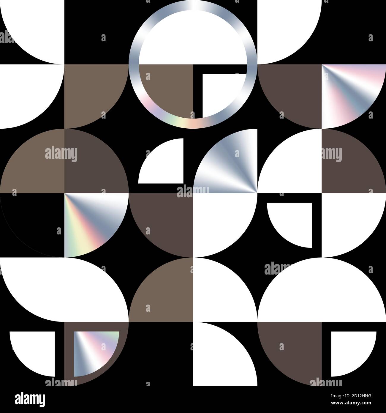 Texture holographique moderne avec cercles et quartiers. Motif géométrique de vecteur de modernisme suisse sans couture. Illustration de Vecteur