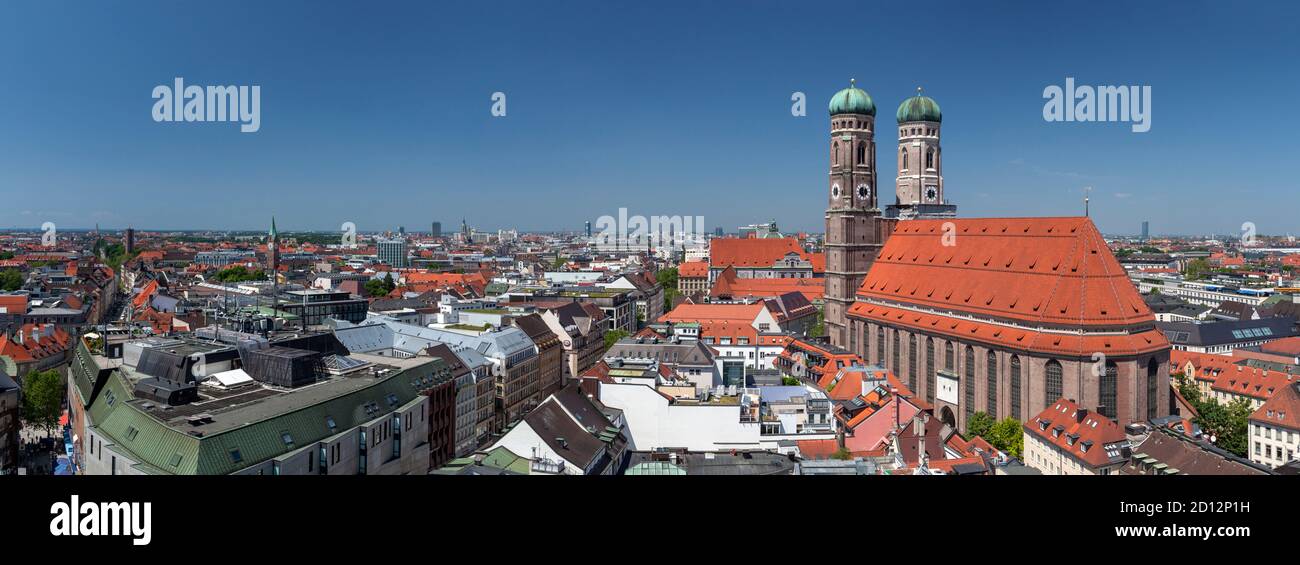 Géographie / Voyage, Allemagne, Bavière, Munich, de la tour de l'hôtel de ville à Frauenkirche (église de notre , droits-supplémentaires-dégagement-Info-non-disponible Banque D'Images