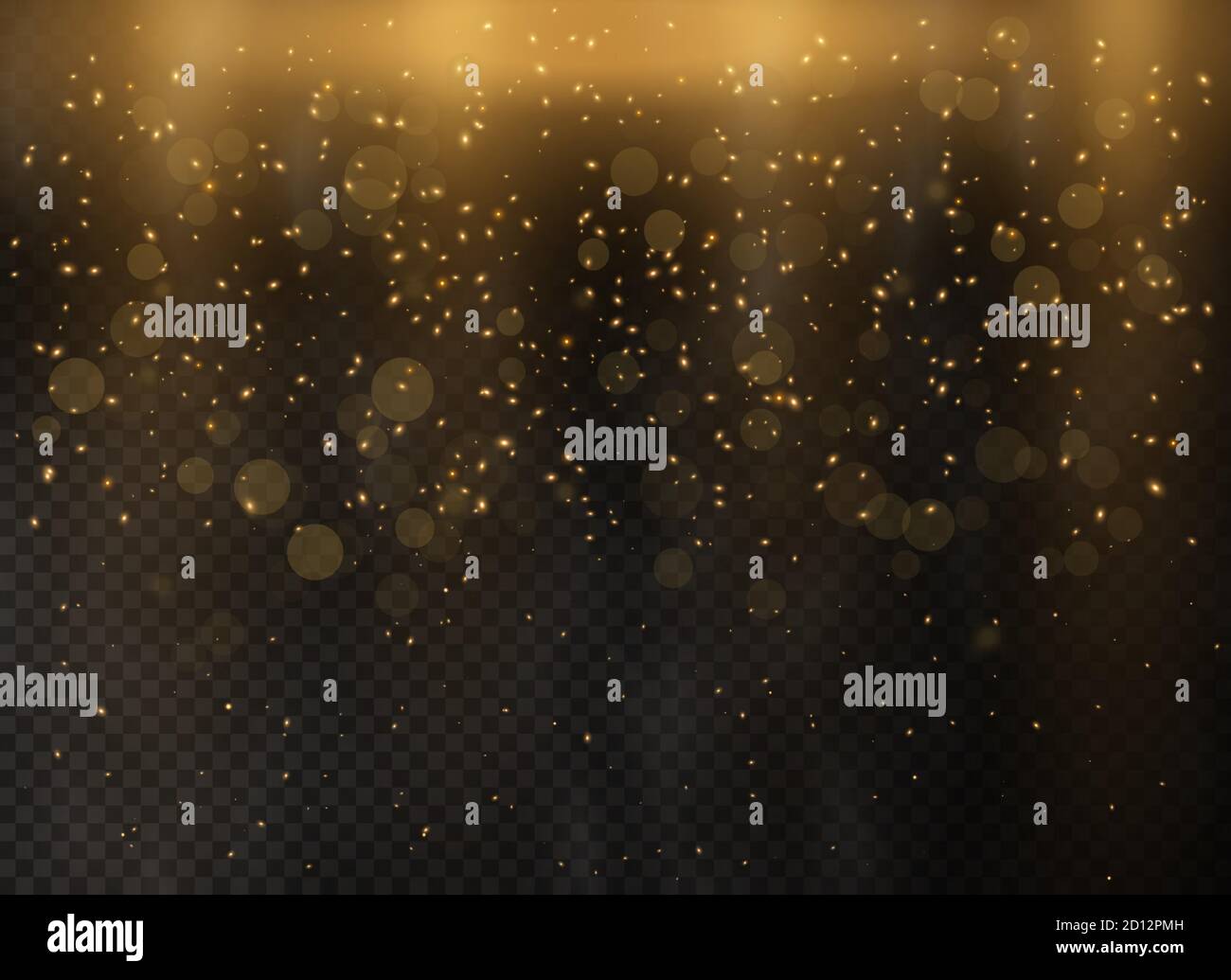 Particules de poussière d'arrière-plan bokeh abstrait doré. Effet de lumière spécial étoiles dorées à paillettes. Résumé de Noël. Illustration vectorielle. Illustration de Vecteur
