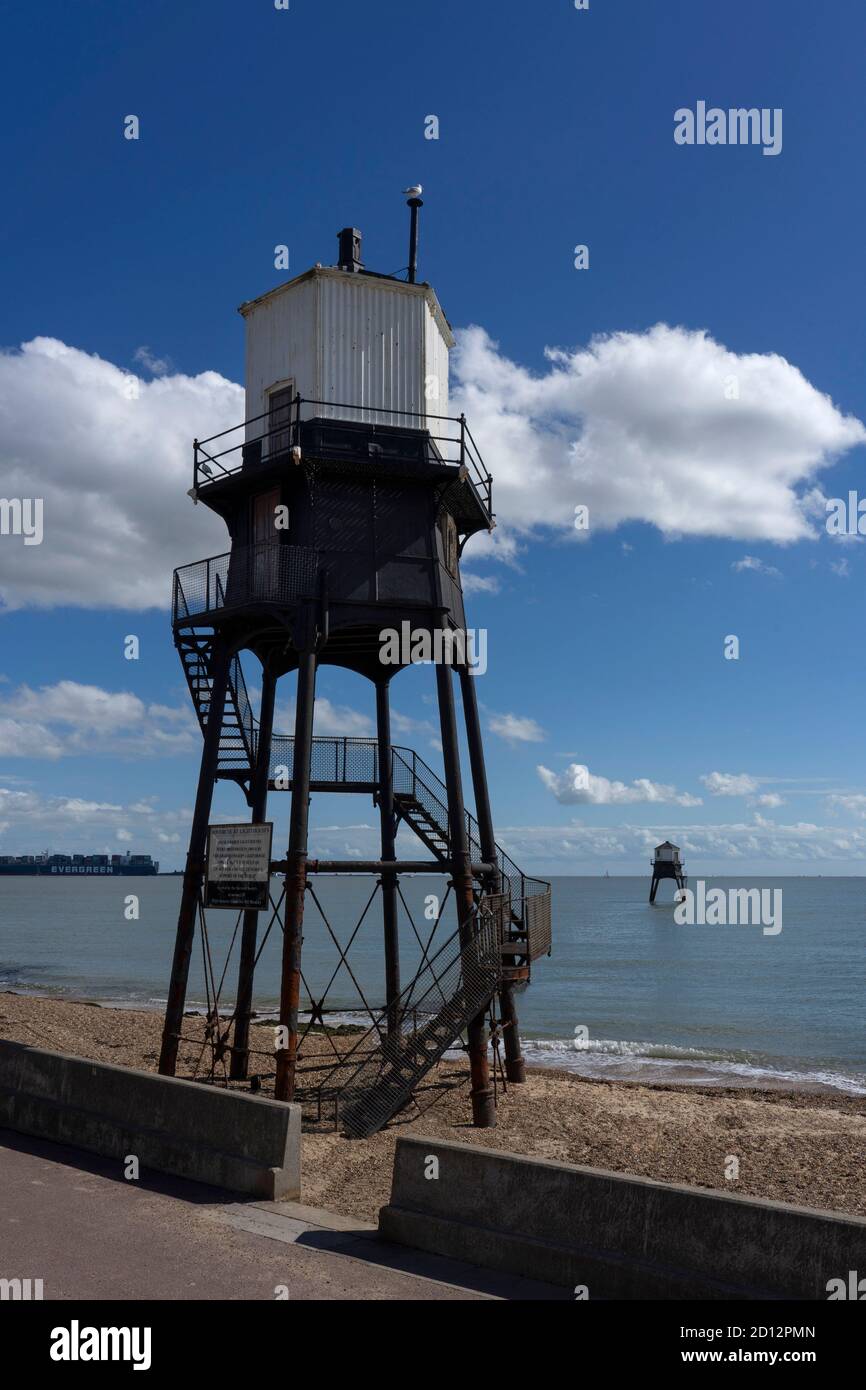 Vieux phare en bois, Dovercourt, Harwich, Essex Banque D'Images