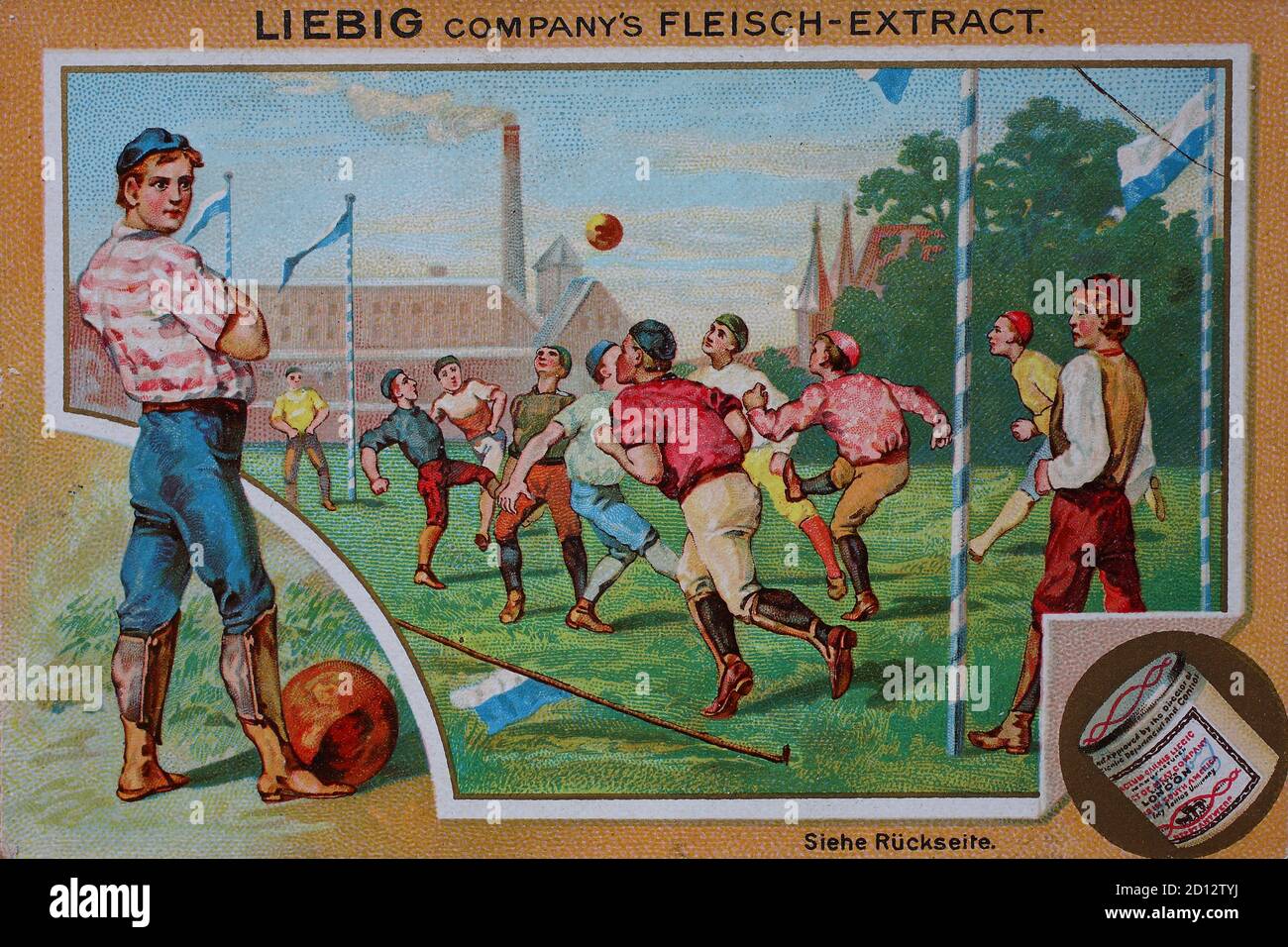 Photos série Sport, football, football / Bilderserie Sport, Fußball, Digital reproduction améliorée d'une image de collection de la société Liebig, estimée à 1900, pd / digital verbesserte Reproduktion eines Sammelbildes von ca 1900, gemeinfrei Banque D'Images