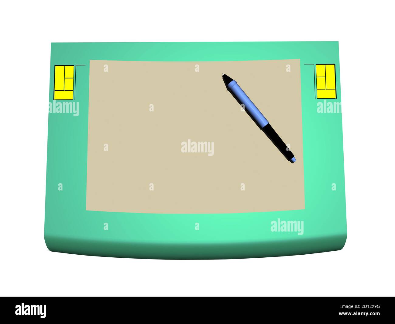 Tablette d'ordinateur avec stylet pour le dessin Banque D'Images