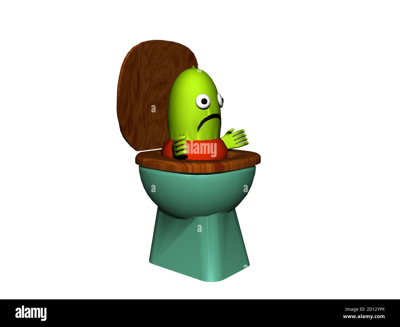 le personnage de dessin animé sort des toilettes Banque D'Images