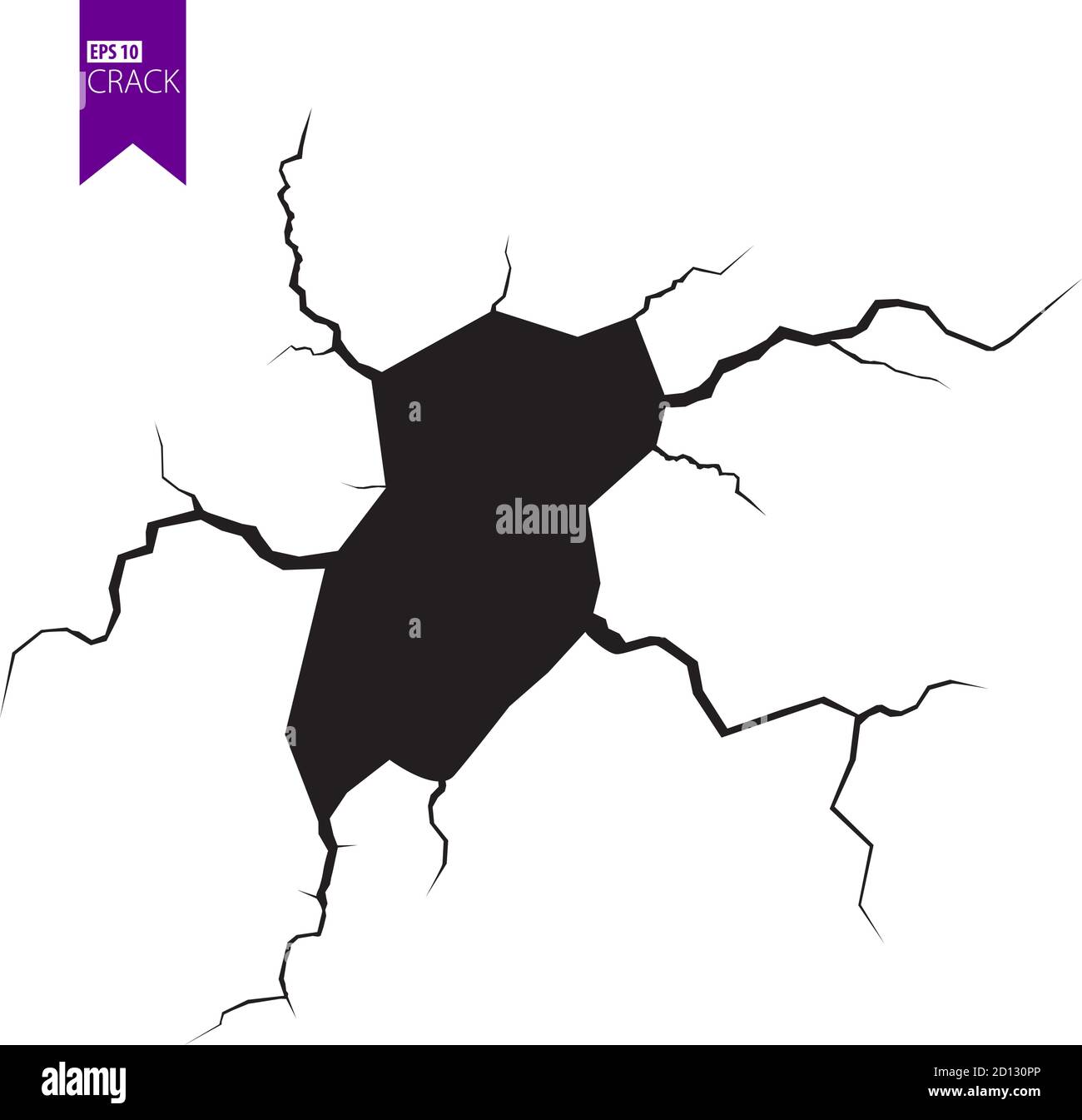 Fissures de masse. Tremblement de terre et fissures de terre, effet de trou, craquelure et texture de mur endommagée. Les illustrations vectorielles peuvent être utilisées pour les sujets tremblement de terre, accident, destruction Illustration de Vecteur