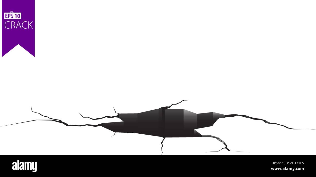 Fissures de masse. Tremblement de terre et fissures de terre, effet de trou, craquelure et texture de mur endommagée. Les illustrations vectorielles peuvent être utilisées pour les sujets tremblement de terre, accident, destruction Illustration de Vecteur