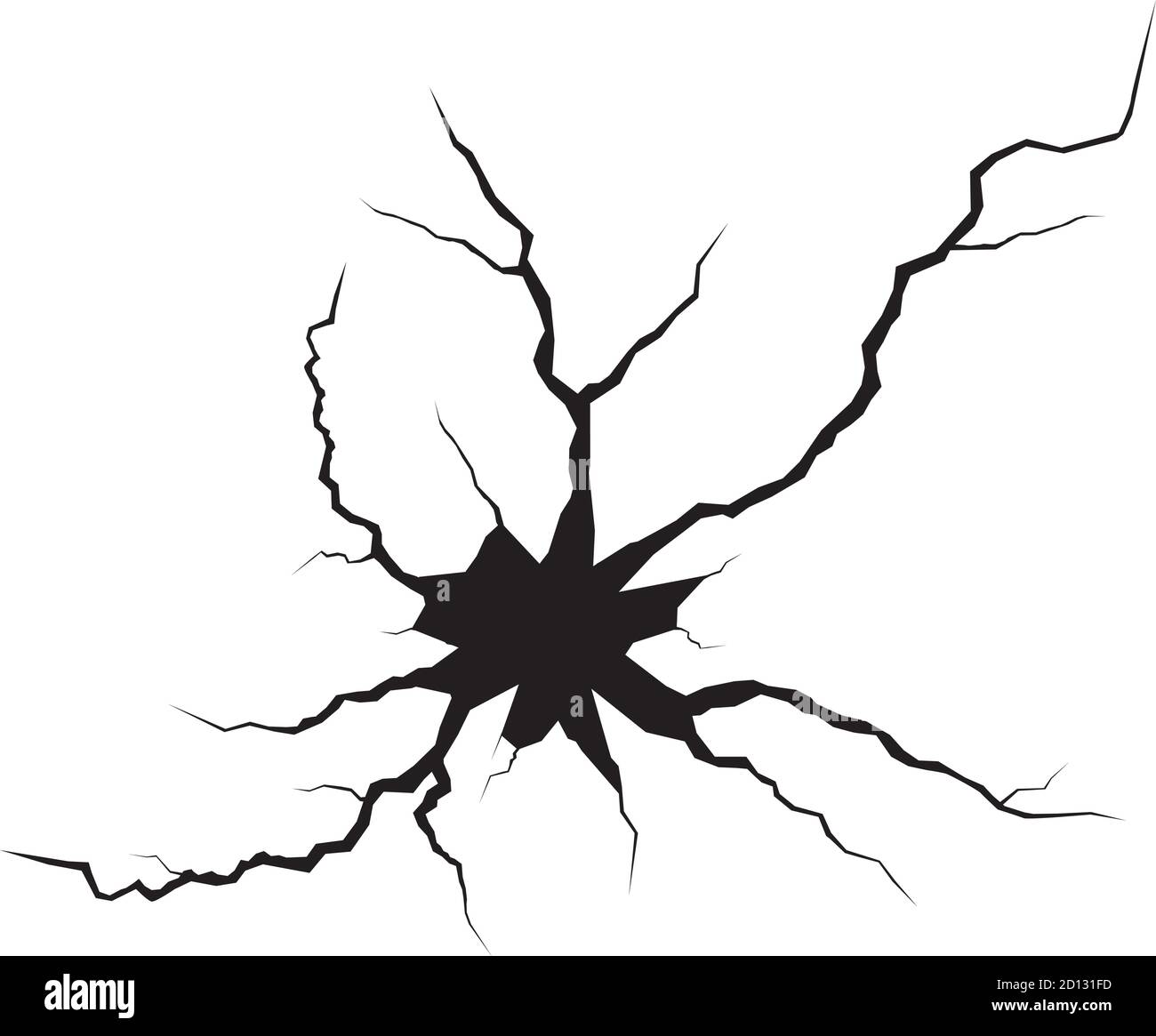Fissures de masse. Tremblement de terre et fissures de terre, effet de trou, craquelure et texture de mur endommagée. Les illustrations vectorielles peuvent être utilisées pour les sujets tremblement de terre, accident, destruction Illustration de Vecteur