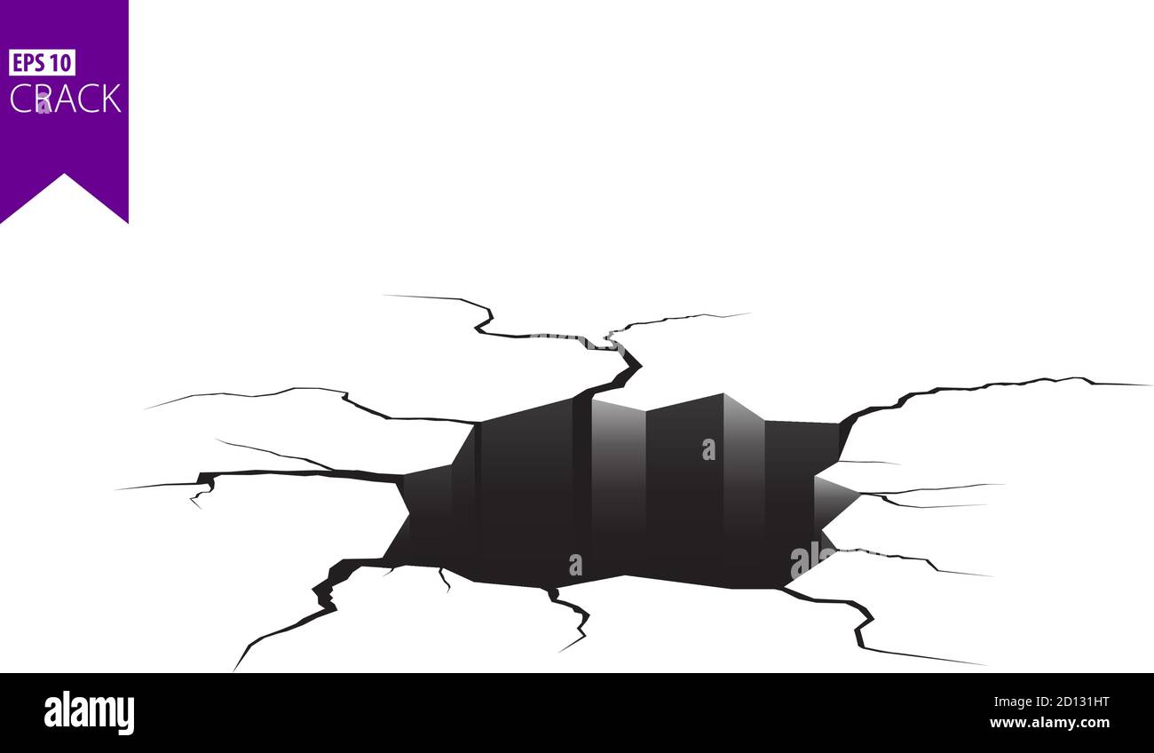 Fissures de masse. Tremblement de terre et fissures de terre, effet de trou, craquelure et texture de mur endommagée. Les illustrations vectorielles peuvent être utilisées pour les sujets tremblement de terre, accident, destruction Illustration de Vecteur