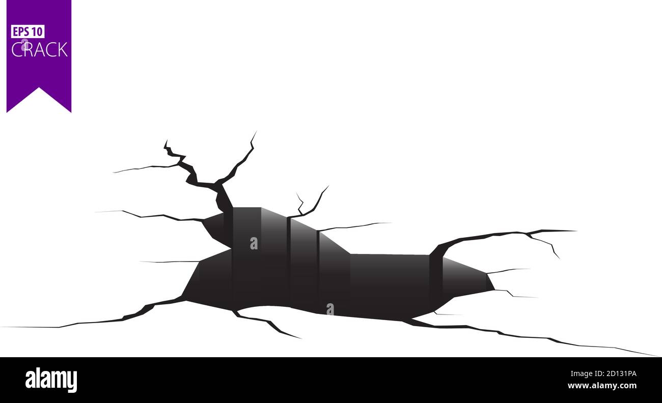 Fissures de masse. Tremblement de terre et fissures de terre, effet de trou, craquelure et texture de mur endommagée. Les illustrations vectorielles peuvent être utilisées pour les sujets tremblement de terre, accident, destruction Illustration de Vecteur