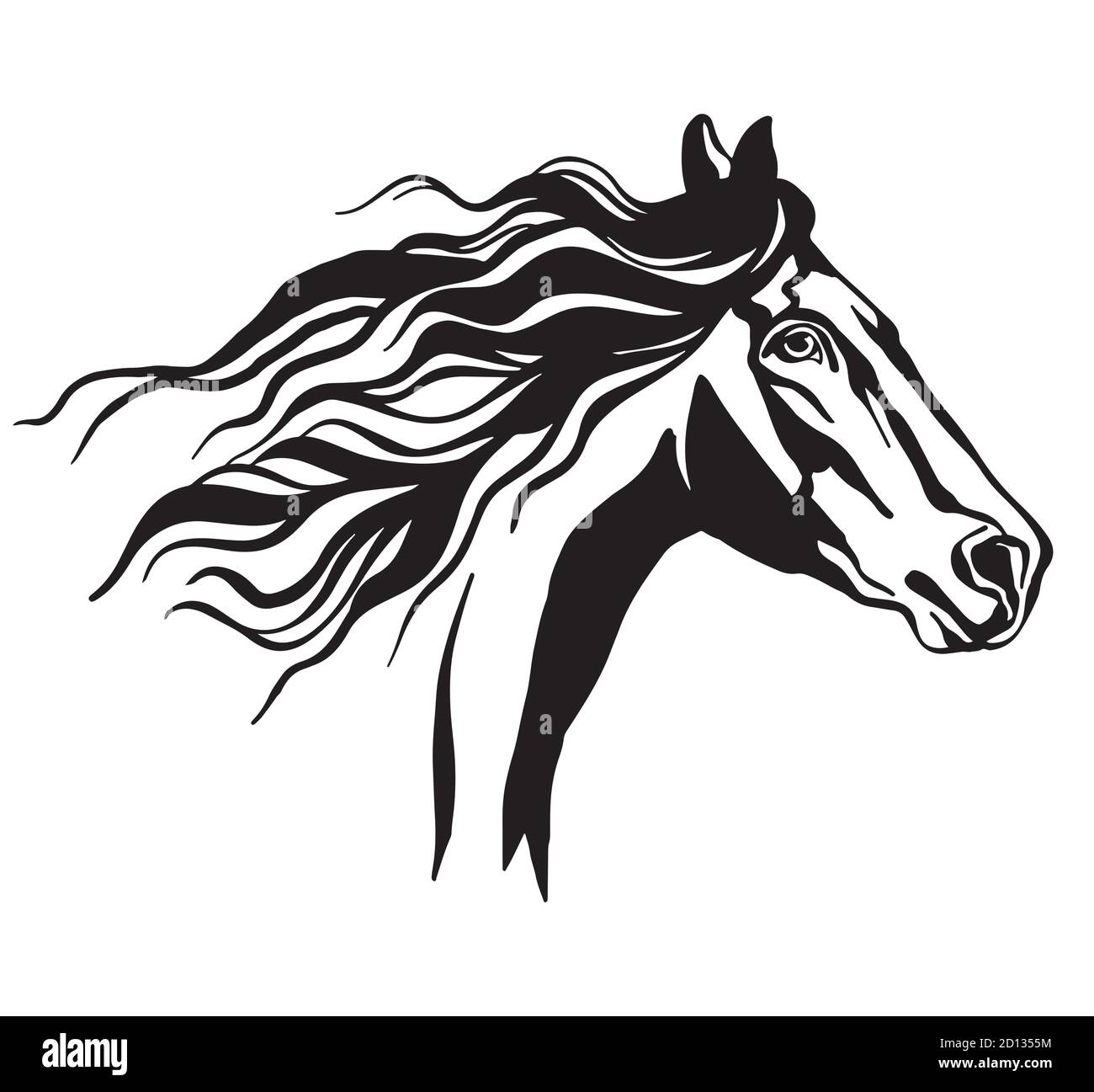 Portrait abstrait du cheval noir de course à pied Illustration de Vecteur