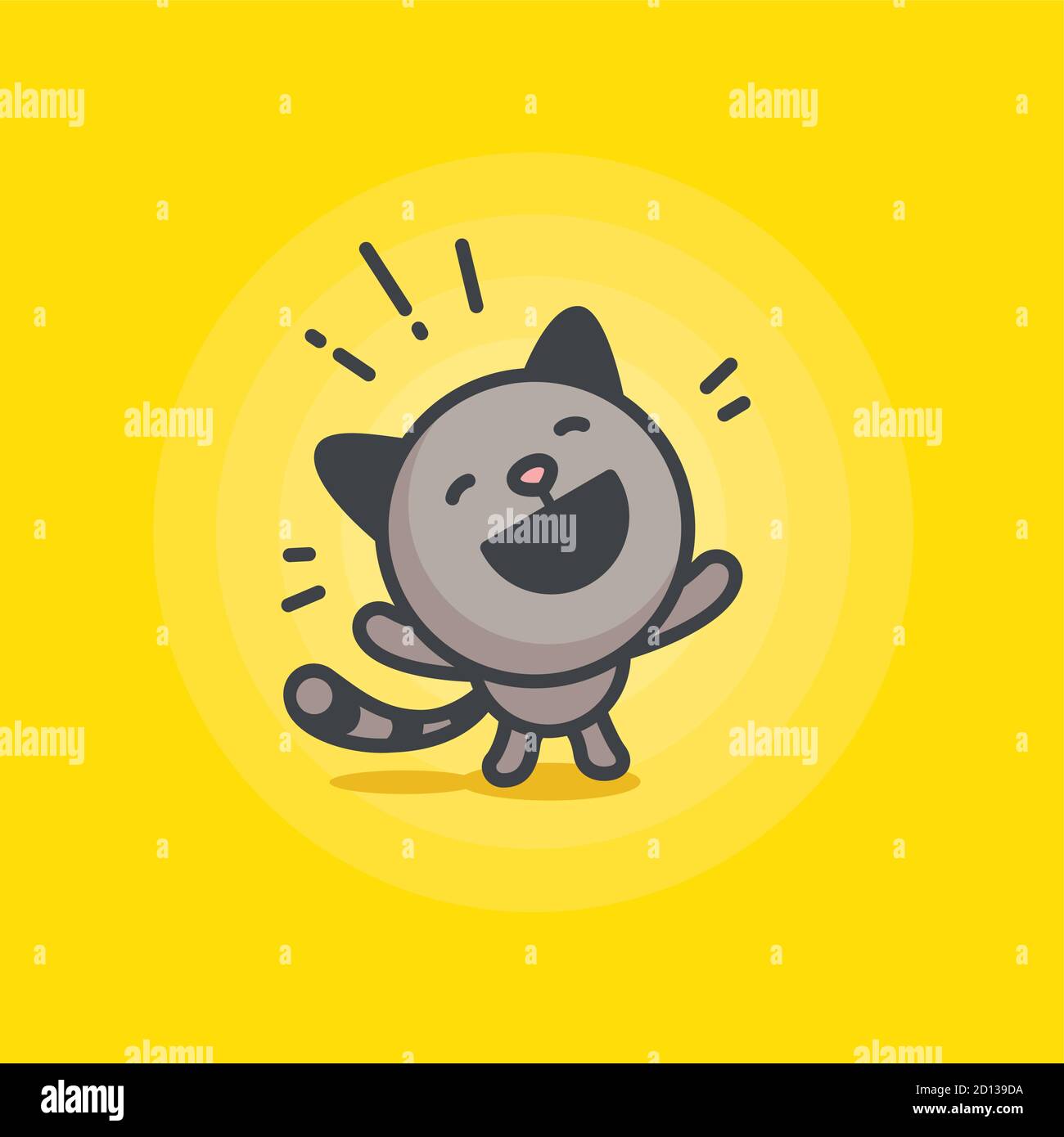 joli logo chat sur fond jaune Illustration de Vecteur