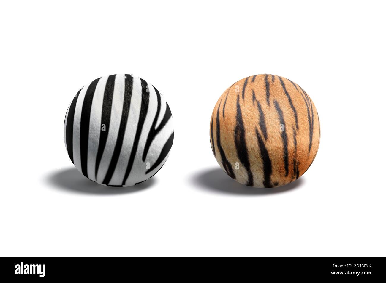 Ensemble de maquettes de boules de zèbre et de tigre Banque D'Images