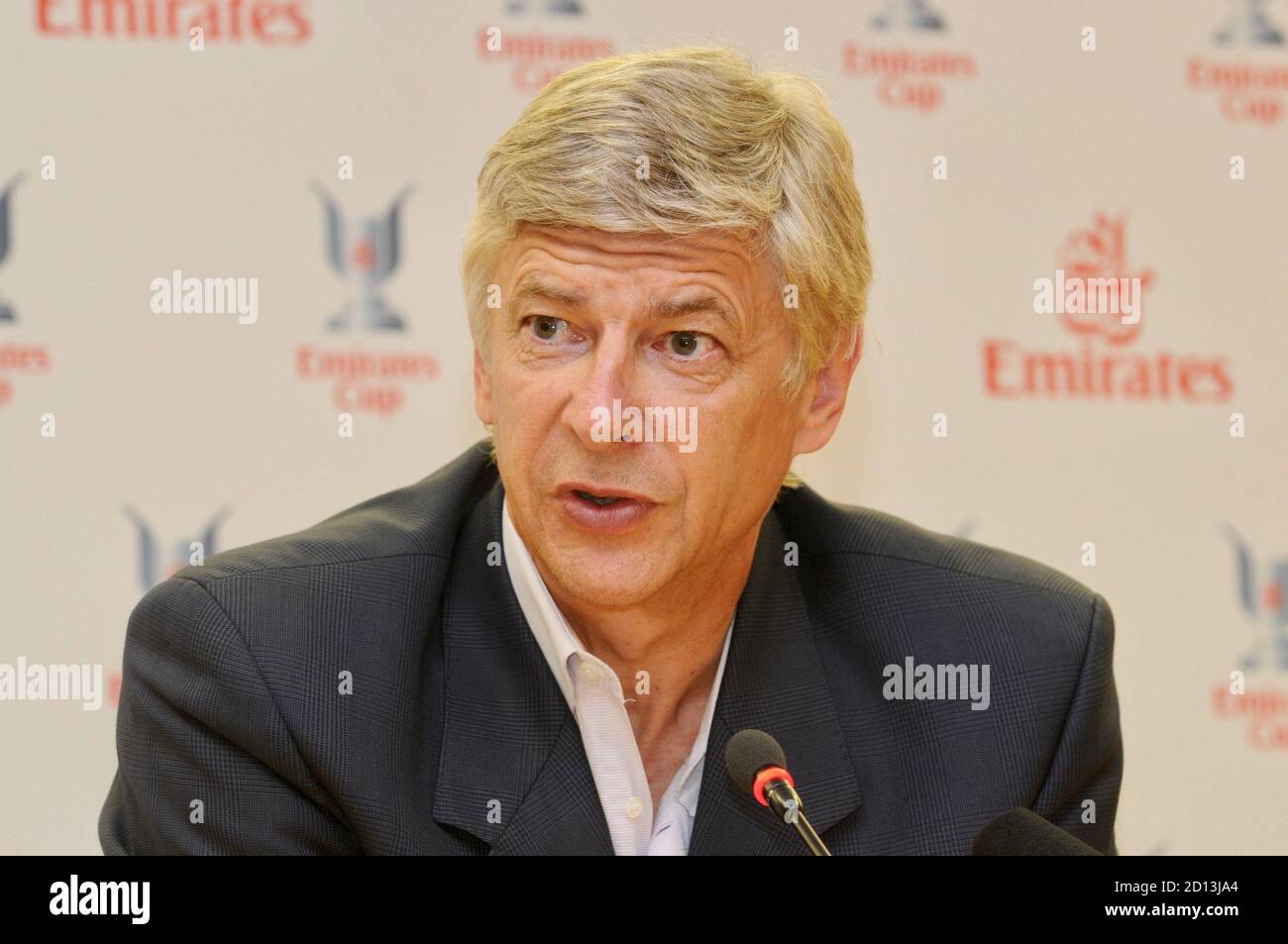 Arsene Wenger, Conférence des médias pour la coupe Emirates, Emirates Stadium, Londres. ROYAUME-UNI Banque D'Images