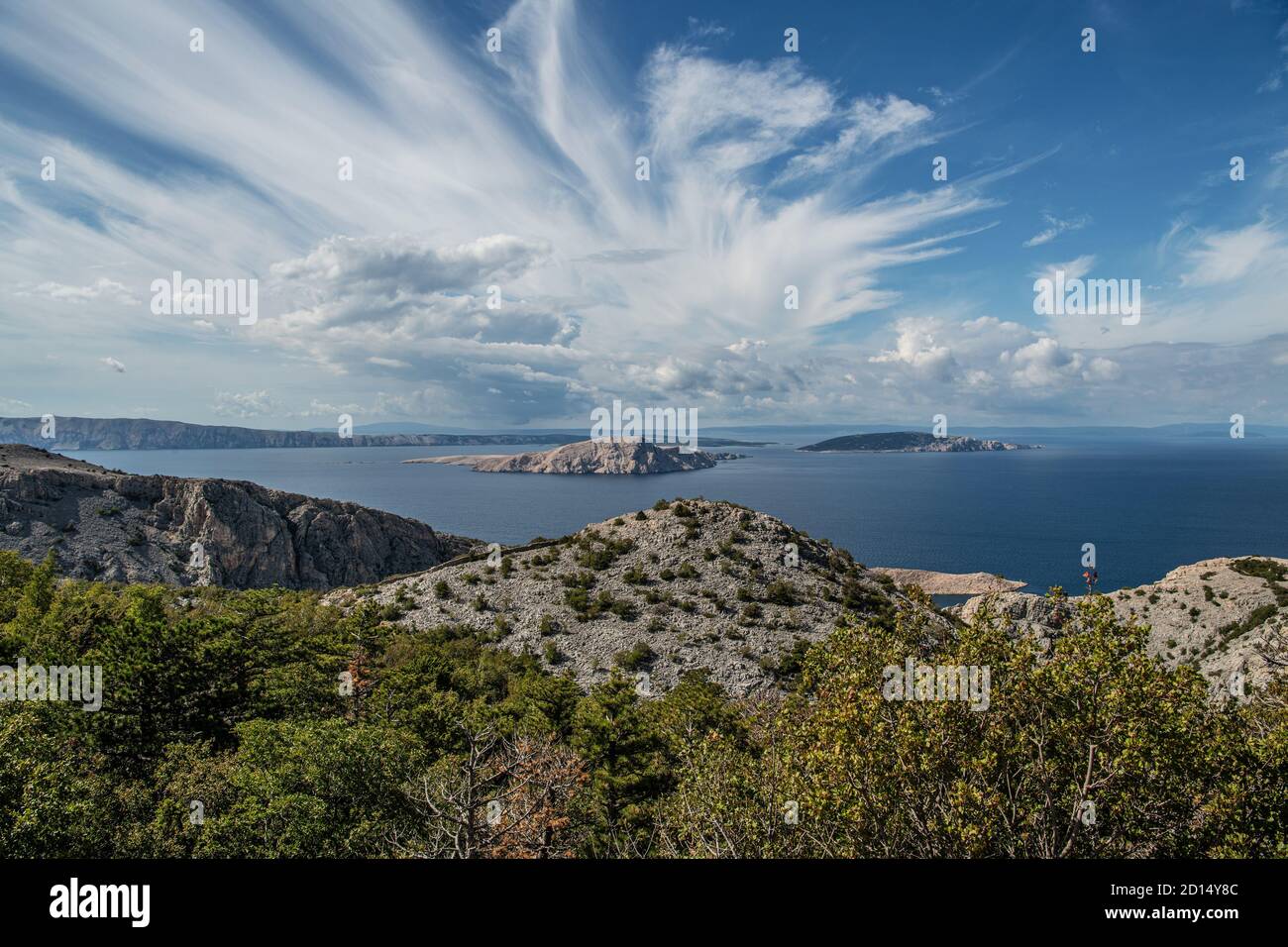 Pittoresque Summertime Nord-Ouest des îles croates et le panorama de la mer Méditerranée. Destination Croatie, Europe. Banque D'Images