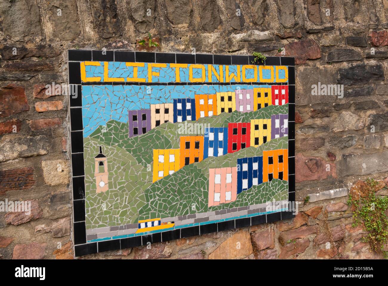 BRISTOL VILLE PHOTO DE MOSAÏQUES LUMINEUSES POUR REPRÉSENTER LES COULEURS MAISONS DANS LE QUARTIER DE CLIFTON WOOD DE LA VILLE Banque D'Images