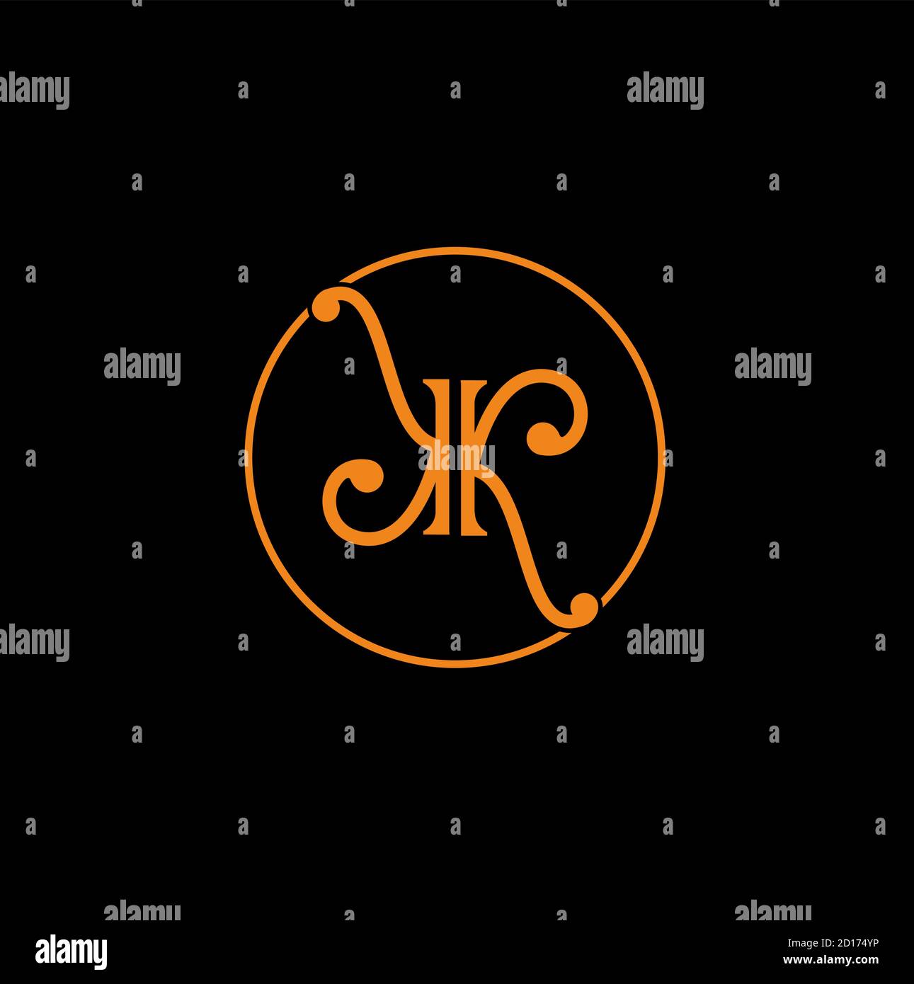 KK avec monogramme circulaire. Logo KK de couleur dorée Illustration de Vecteur