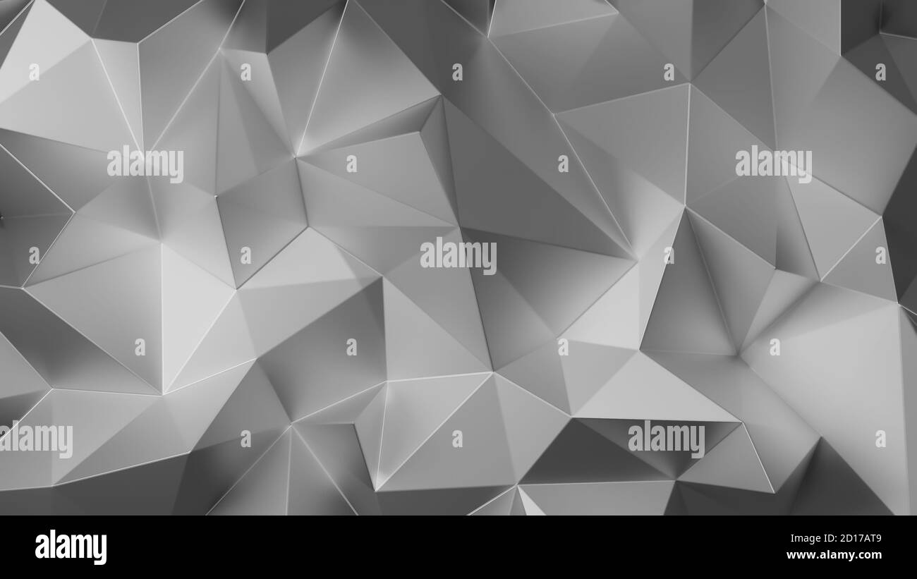 Triangle argent polygone bas. Triangle géométrique gris polygonal. Arrière-plan en mosaïque abstraite. Illustration du rendu 3D. Banque D'Images