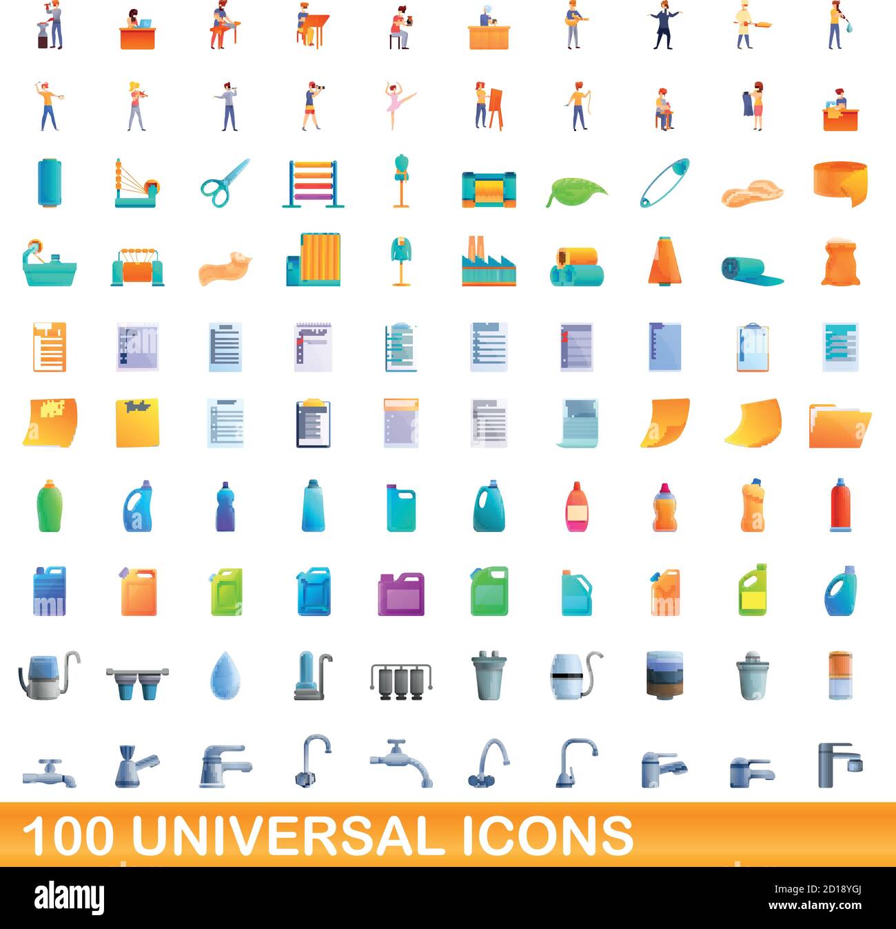 100 icônes universelles set. Cartoon illustration de 100 icônes universelles vector set isolé sur fond blanc Illustration de Vecteur