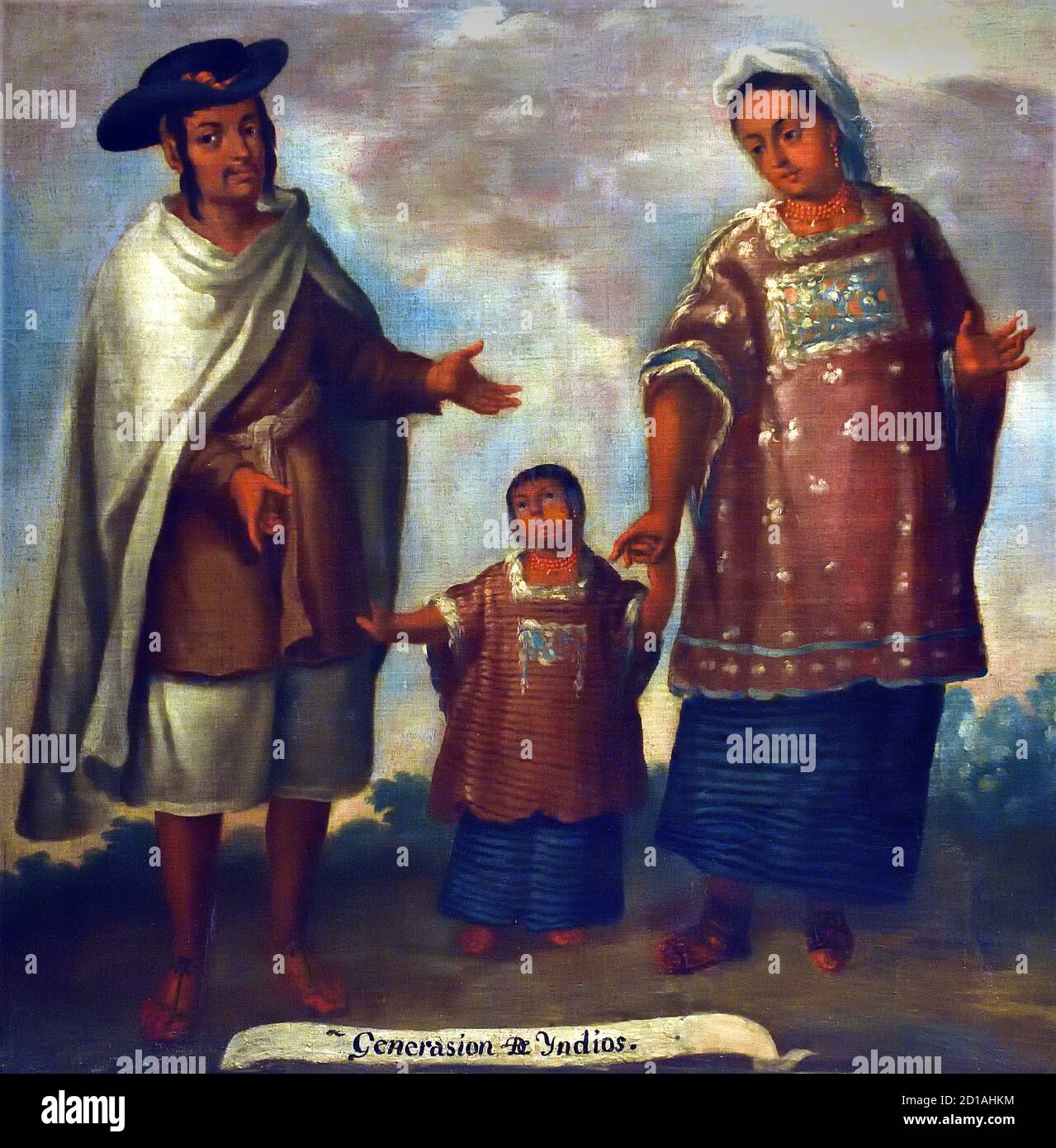 Luis Berrueco,1717-1749 Mexique 18ème siècle ( Luis Berrueco vient d'une dynastie de peintres à Puebla et a eu un grand nombre d'adeptes) chacune des scènes de miscegenation est identifié avec des inscriptions faisant référence à leur degré de miscegenation basée sur les tribus indigènes, européennes et africaines, Caractéristique d'un genre pictural développé dans la Viceroyalty de la Nouvelle-Espagne au cours du XVIIIe siècle. . Ce genre est connu sous le nom de 'caste painting' Banque D'Images