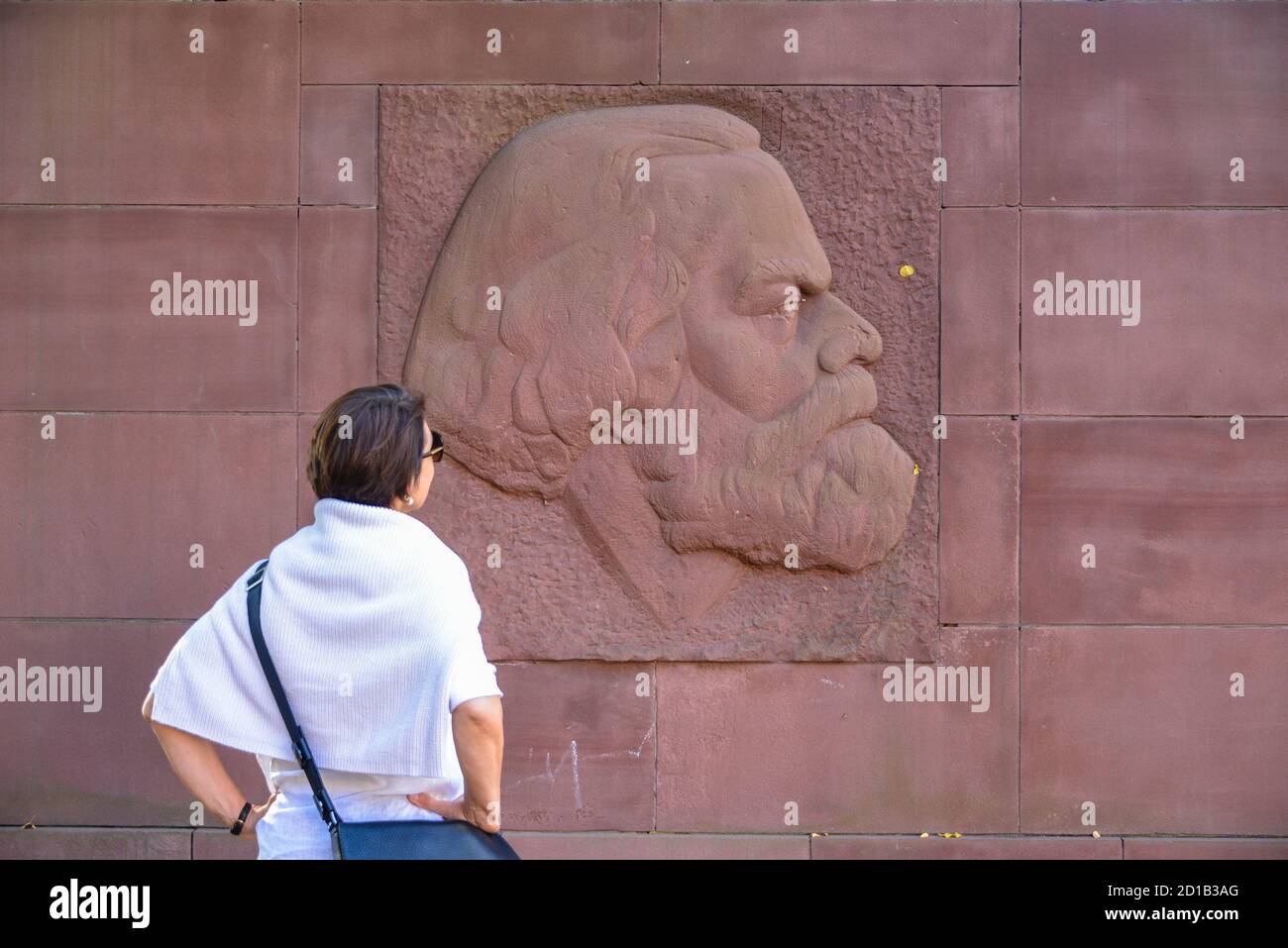 Karl Marx, monument Stralau, Friedrich's Grove, Berlin, Allemagne, la Karl-Marx-Denkmal, Friedrichshain, Deutschland Banque D'Images