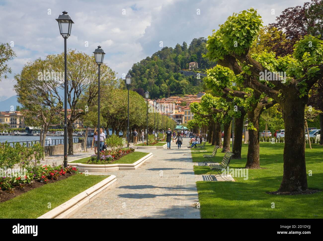 Bellagio - la promenade de la ville sur le lac de Lago di Como-. Banque D'Images