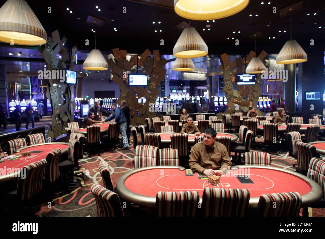 A view of the poker room at the Aria hotel-casino in Las Vegas, Nevada  December 14, 2009. Aria, the centerpiece of the $8.5 billion CityCenter  project, opens to the public December 16.